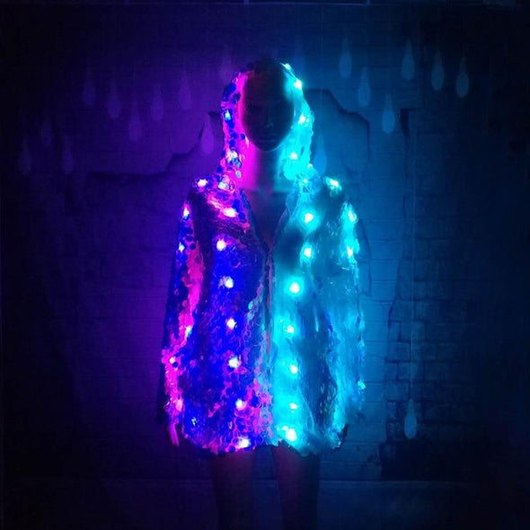 LED Rainbow Sequin Hoodie