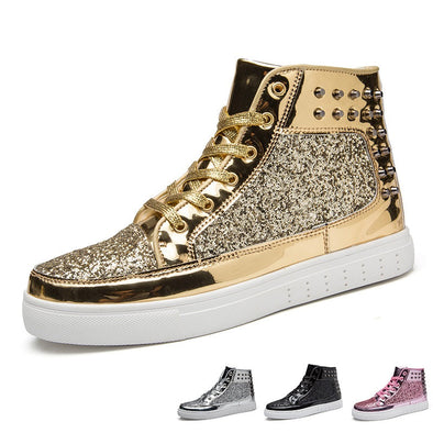 Gold Glitter Platform Sneakers