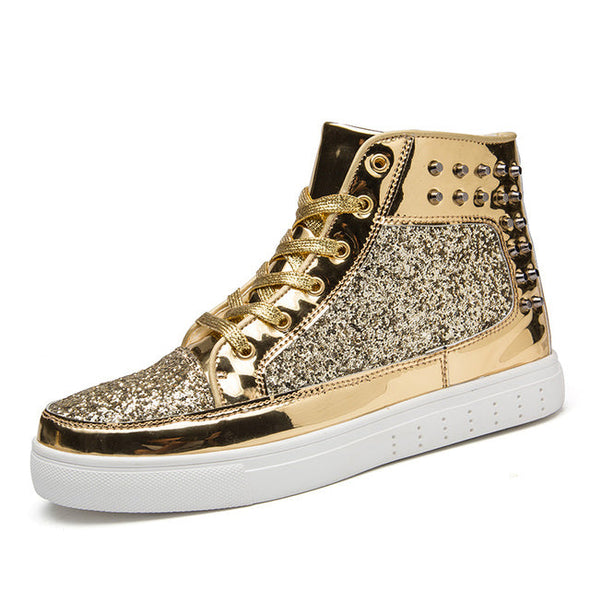 Gold Glitter Platform Sneakers